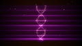Abstract representation of digital binary DNA molecule over space darkness in lightrays grid.