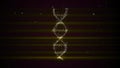 Abstract representation of digital binary DNA molecule over space darkness in lightrays grid.