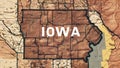 Iowa State Map in the United States. Concept Geographical Location, Midwest Region, State Borders,