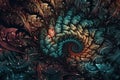 Geometrical digital 3d render fractal amoled texture with high contrasted bloom effect [ chaotic flow collection]. Generative AI