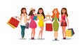 The Concept Girlfriends Shopping in the Style Shop Royalty Free Stock Photo