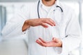 The concept of giving doctor`s open palms