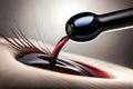 A Glass Of Rich Red Wine Being Filled To The Brim With A Slow Pour From A Bottle, Set Against A Blurred Background. Generative AI Royalty Free Stock Photo