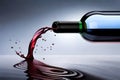 A Glass Of Rich Red Wine Being Filled To The Brim With A Slow Pour From A Bottle, Set Against A Blurred Background. Generative AI Royalty Free Stock Photo