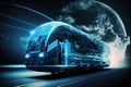 Concept of global business transport. Global logistics network distribution and transportation. Innovation future of transport. Royalty Free Stock Photo