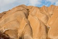 Concept of global warming. Morocco, High Atlas Mountains. Peak covered by snow and Sand dunes in the Sahara Desert Royalty Free Stock Photo