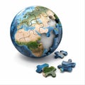 Concept of Globalization. Earth puzzle. 3d Royalty Free Stock Photo