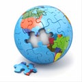 Concept of Globalization. Earth puzzle. 3d Royalty Free Stock Photo