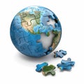 Concept of Globalization. Earth puzzle. 3d Royalty Free Stock Photo