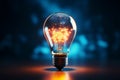 Concept Glow Bright light bulb symbolizing innovative business ideas and concepts Royalty Free Stock Photo