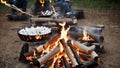 In the Glow Celebrating National Toasted Marshmallow Day with a Serene Campfire Photograph.AI Generated