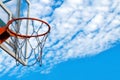 concept of goal in game sports. basketball basket. open-air basketball court