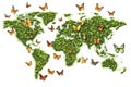 The concept of going green, combining World Environment Day and CSR ecology, features a green planet globe on an earth map, with Royalty Free Stock Photo