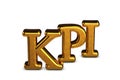 Concept gold abbreviation of KPI - Key Perfomance Indicator isolated on white background with shadows. 3D Render.