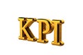 Concept gold abbreviation of KPI - Key Perfomance Indicator isolated on white background without shadows. 3D Render.