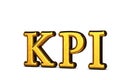 Concept gold abbreviation of KPI - Key Perfomance Indicator isolated on white background with shadows. 3D Render.