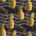 Concept gold luxury pineapple seamless pattern Royalty Free Stock Photo