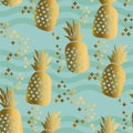 Concept gold luxury pineapple seamless pattern Royalty Free Stock Photo
