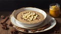 Golden Morning Delight A Cozy Banana Oatmeal to Celebrate National Banana Lovers Day.AI Generated