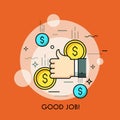 Concept of good job, approval, successful completion of work, financial success