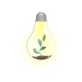 Concept green energy, lighting electric lamp and plant on a white background square vector illustration Royalty Free Stock Photo