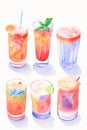 A Group Of Glasses Filled With Different Types Of Drinks. Generative AI