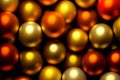 A Group Of Shiny Red And Gold Balls. Generative AI