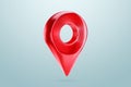 Concept guidebook, navigator. Red location symbol, sign or navigation locator, gps map, pointer, waypoint marker. 3D illustration