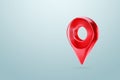 Concept guidebook, navigator. Red location symbol, sign or navigation locator, gps map, pointer, waypoint marker. 3D illustration