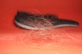 the concept of hair loss in women. comb with hair close-up