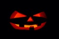 The concept of Halloween. The ghastly, ghastly pumpkin glows wit Royalty Free Stock Photo