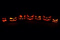 The concept of Halloween. Many glowing fiery light angry scary p