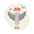 Concept Of Halloween Party Celebration. Woman Disguised To Evil Character, Witch Or Vampire On Carnival. Girl Celebrates