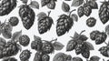 Hand-Drawn Hops Collection With Vintage Engraving Style. Generative AI Royalty Free Stock Photo