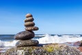 Concept of harmony and balance. Rock Zen on a background of a su Royalty Free Stock Photo