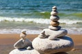 Concept of harmony and balance. Rock Zen on the background of summer sea