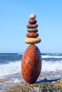 Concept of harmony and balance. Rock Zen on the storm background Royalty Free Stock Photo