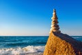 Concept of harmony and balance. Rock Zen at sunset Royalty Free Stock Photo