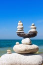 Concept of harmony and balance. Balance stones against the sea Royalty Free Stock Photo