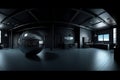 Hdri map, spherical environment panorama background, 360 degree high contrast interior light source rendering with black walls, 8k