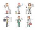 Concept Of Health care And Medicine. Team Of Doctors In White Coats Men And Women At Work. Set of People Ready To