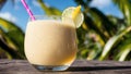 Healthy Coconut Water Pina Colada by the Beach.AI Generated