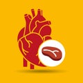 Concept healthy heart meat eating icon