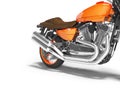Concept high speed orange motorcycle two cylinders 3d render on white background with shadow Royalty Free Stock Photo
