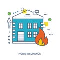 Concept of home insurance. Fire protection. Flat Vector illustration.