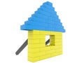 The concept of a home made of toy bricks in the national colors of Ukraine Royalty Free Stock Photo