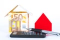 The concept of home ownership and Euro, banknotes house calculator Royalty Free Stock Photo