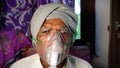 Concept home quarantine, prevention COVID-19 or Coronavirus outbreak situation. Aged man suffering from Covid 19 disease