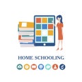 The concept of homeschooling. Emblem of education. Vector illustration. Royalty Free Stock Photo