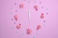 Concept hormonal contraception - pills and IUD. Paper flower